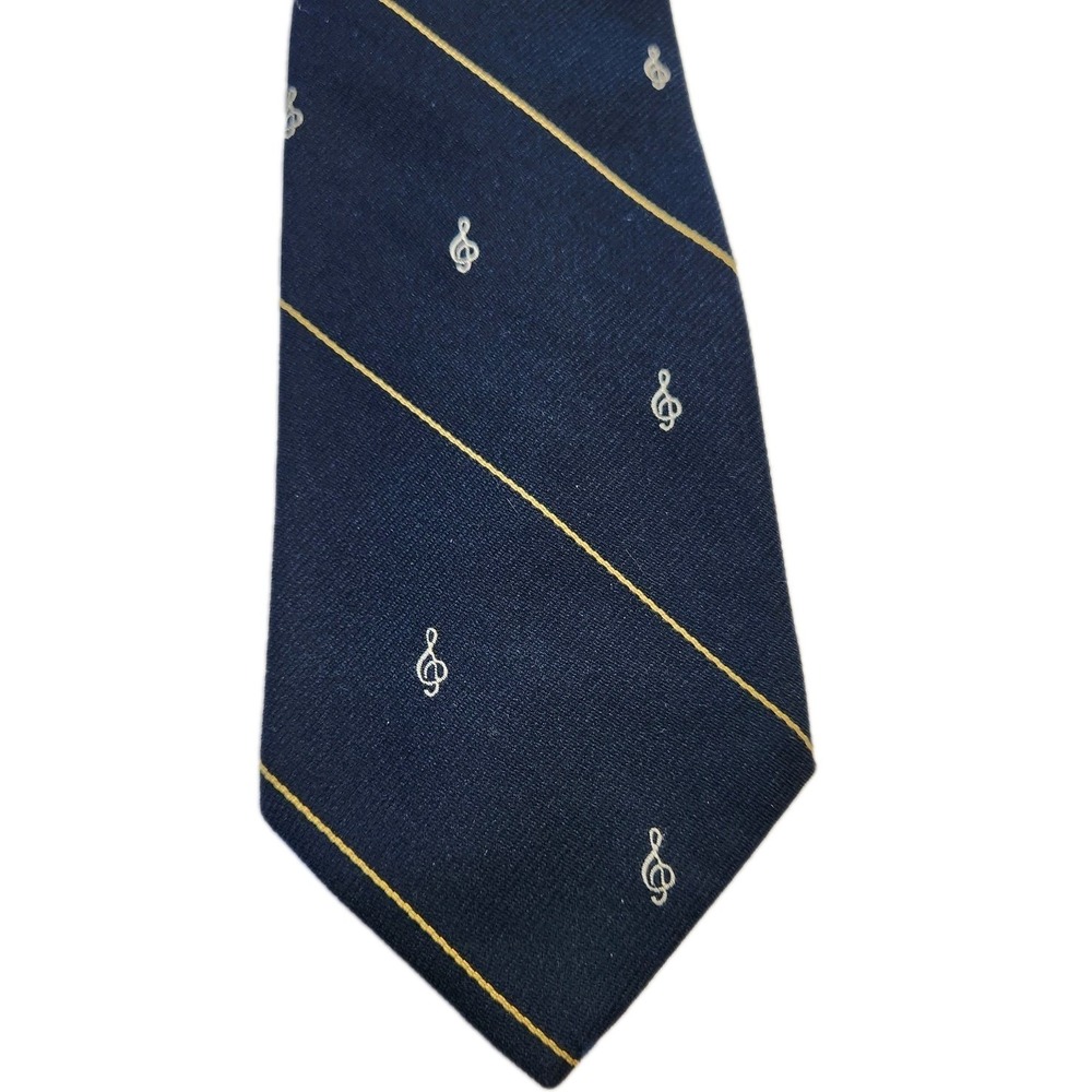 Vintage Pintail Mens Neck Tie Navy Blue Treble Clef Music Classic Stripe Tie 56"